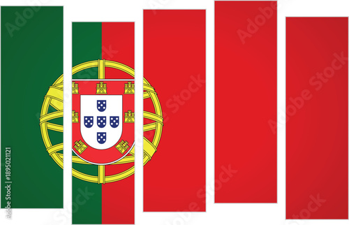 Flag of Portugal. Flag with a design featuring vertical panels in a modular perspective