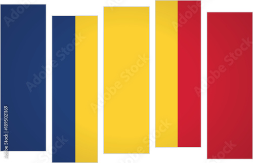 Flag of Romania. Flag with a design featuring vertical panels in a modular perspective