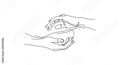 Continuous line drawing of two hands reaching out to each other.