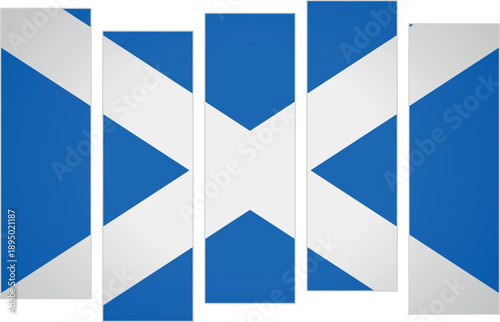 Flag of Scotland. Flag with a design featuring vertical panels in a modular perspective