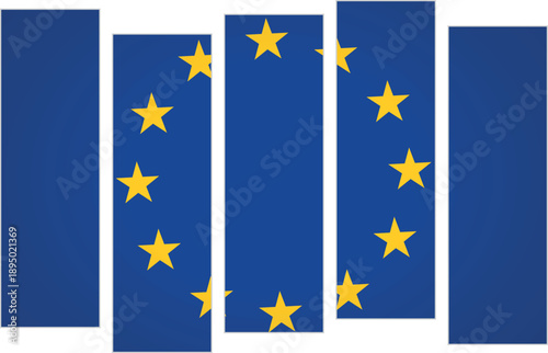 Flag of Europe. Flag with a design featuring vertical panels in a modular perspective