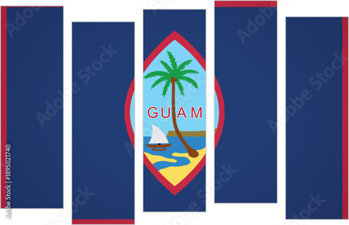Flag of Guam. Flag with a design featuring vertical panels in a modular perspective