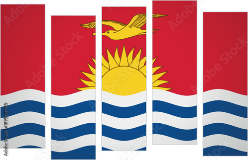 Flag of Kiribati. Flag with a design featuring vertical panels in a modular perspective