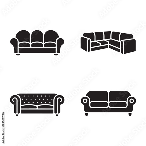 Cozy sofa seating icon for peaceful home lifestyle