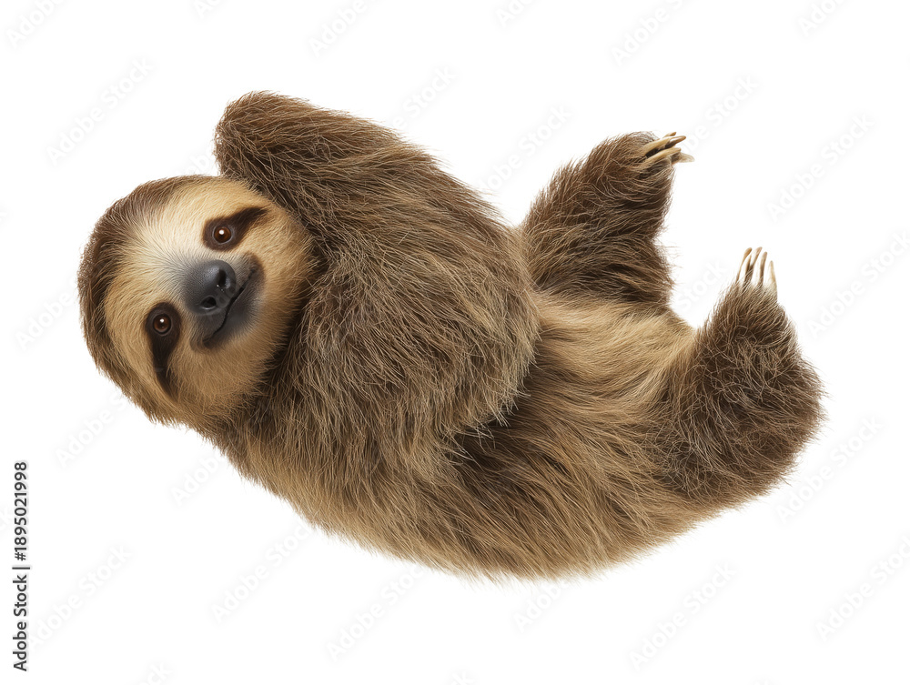 Obraz premium Curled sloth isolated PNG cutout on transparent background