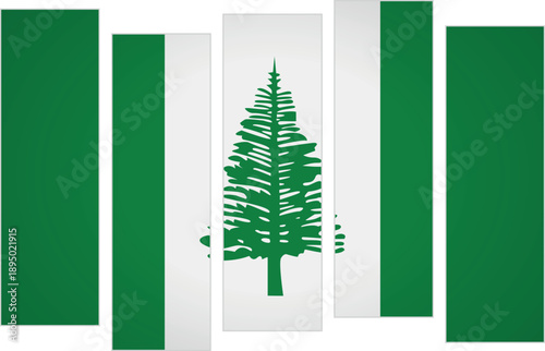 Flag of Norfolk Island. Flag with a design featuring vertical panels in a modular perspective