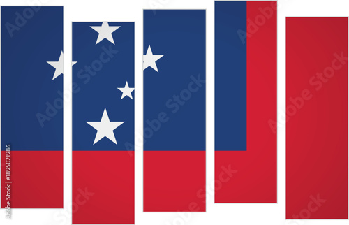 Flag of Samoa. Flag with a design featuring vertical panels in a modular perspective