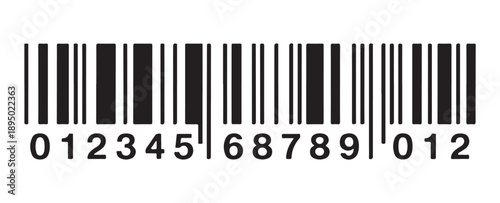 Barcode Label with Numeric Code – Black and White Product Identification Icon