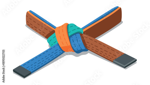 Intertwined colorful ribbons in isometric design for teamwork and unity concepts