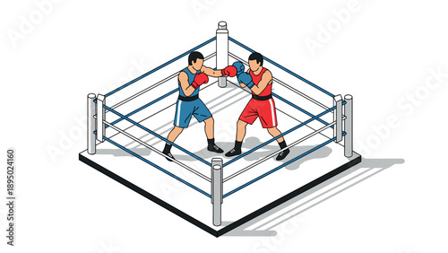 Isometric boxing match in the ring: dynamic sports action scene