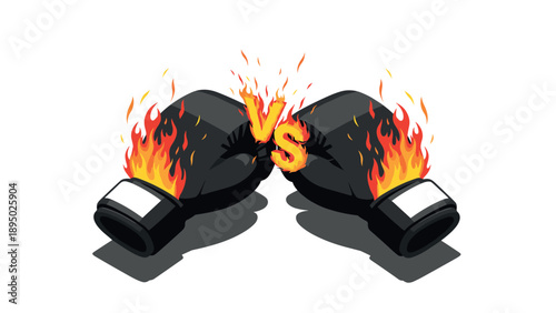 Fiery showdown: explosive boxing match with flaming gloves clash