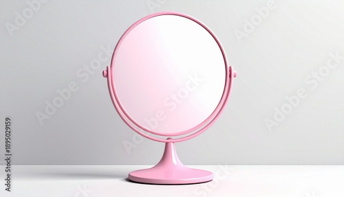pink round mirror