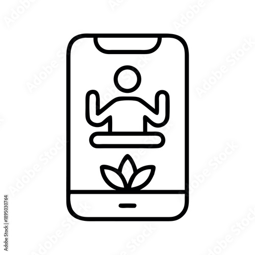 Smartphone displaying a person in meditation pose with a lotus flower, symbolizing mobile wellness and mindfulness apps.
