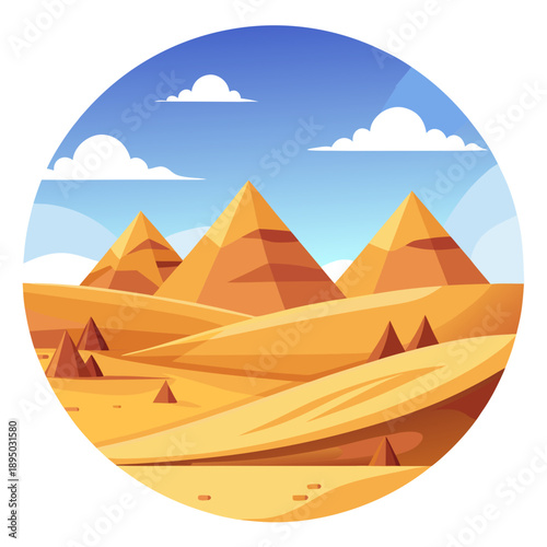 Egyptian Desert Landscape With Pyramids