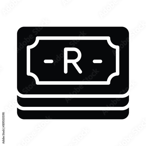 Grab this glyph icon showing south african rand currency