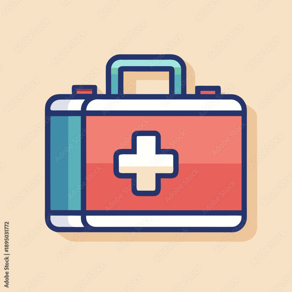 Obraz premium First Aid Kit Icon with Cross Symbol