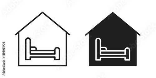 Accommodation icon set. Black icon on white background