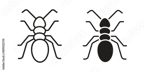 Ant icon set. Black icon on white background