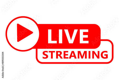 Vector image of a live streaming icon. Button and symbol for live and online streaming. Live streaming logo. Element for your design.