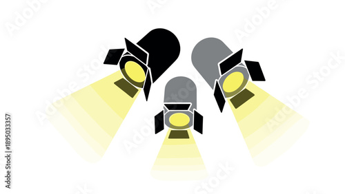 Stylized spotlights shining brightly in minimalist design