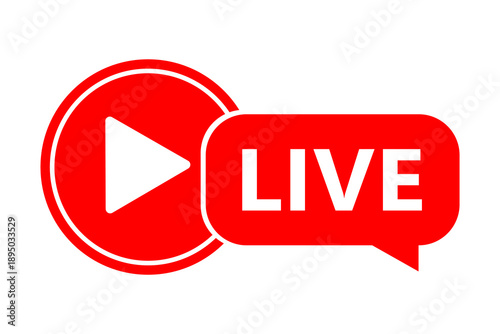 Vector image of a live streaming icon. Button and symbol for live and online streaming. Live streaming logo. Element for your design.