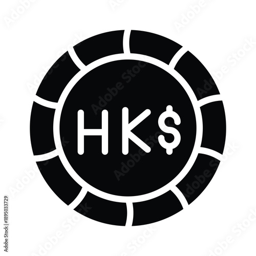 Easy to edit glyph icon showing hong kong dollar currency