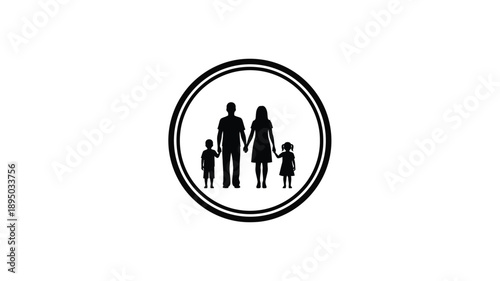 a family of five depicted within a circular frame a striking silhouette