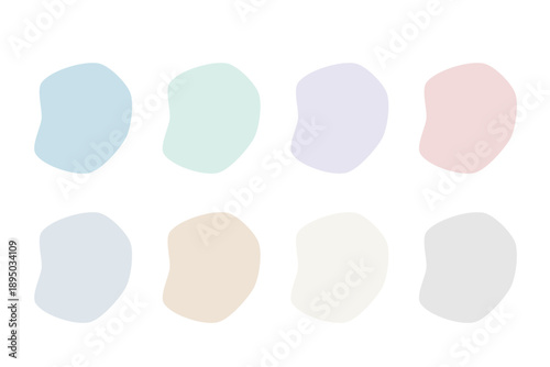 くすみパステルの歪み丸セット　シンプルな抽象シェイプ素材（8色）