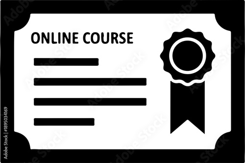 Online Course Completion Certificate Icon