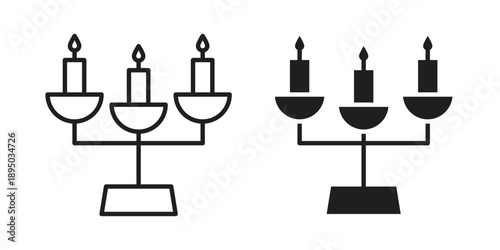 Candelabra icon set. Black icon on white background