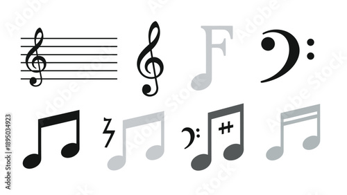 Minimalist music notes and symbols collection for creative designs