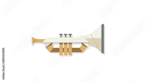 Geometric low poly trumpet design on white background for modern music themes