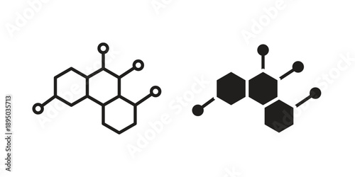Chemical content icon set. Black icon on white background