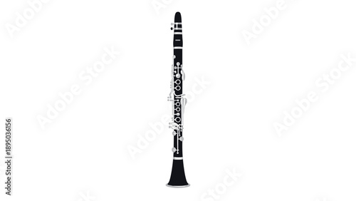 Realistic clarinet on white background: band instrument detail