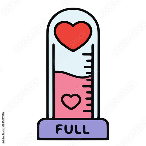 Creative love meter indicator showing full love meter level for dating app love meter progress, vector illustration.