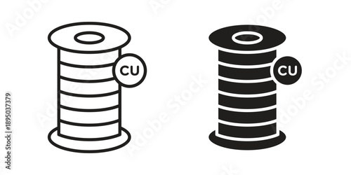 Copper icon set. Black icon on white background