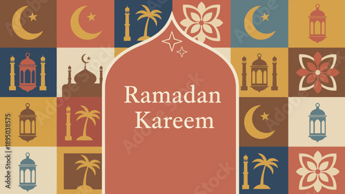 Celebrating Ramadan Kareem with festive symbols and decorations in a vibrant cultural display