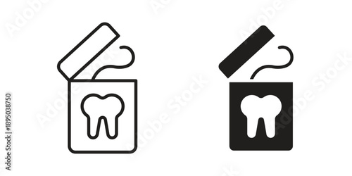 Dental floss icon set. Black icon on white background