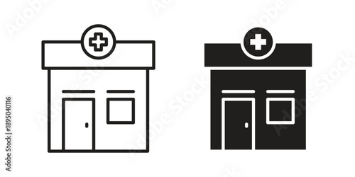 Drugstore icon set. Black icon on white background