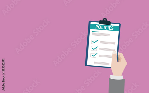 Policies document. Policies regulation concept list document	