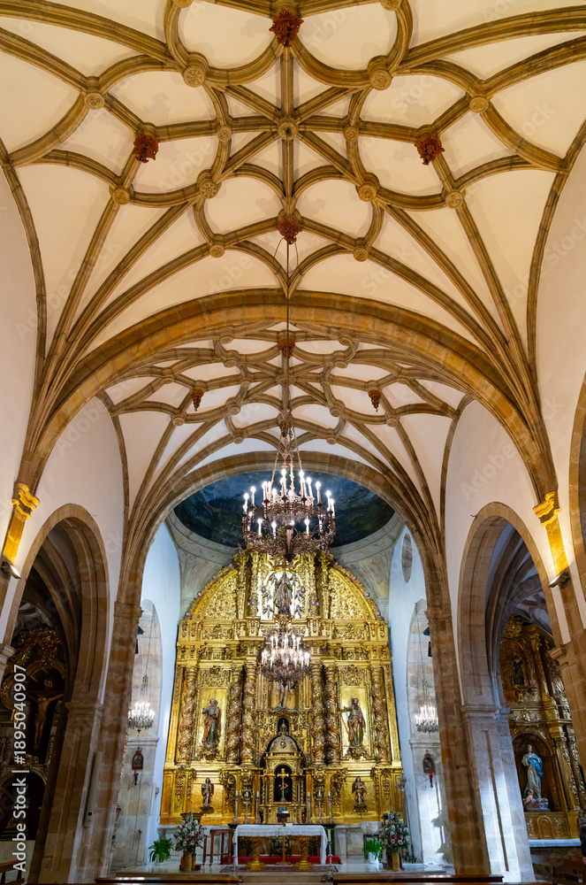 Naklejka premium Details of the interior of the Church of San Sebastian in Reinosa, in the Campoo-Los Valles region, Cantabria, Spain, Europe