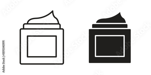 Facial cream icon set. Black icon on white background