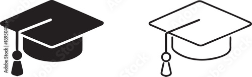 Black Graduation Cap Icon with Tassel