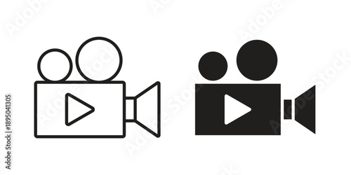 Film making icon set. Black icon on white background