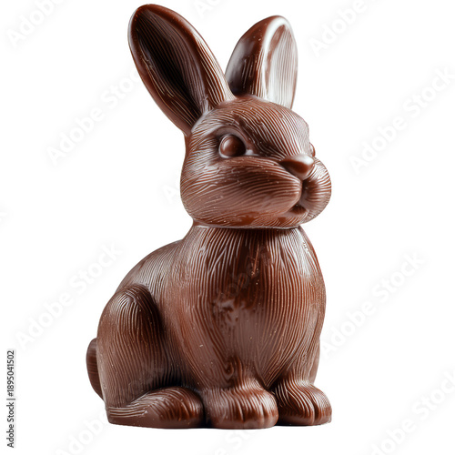 Textured Chocolate Easter Bunny Isolated on Black Background, Festive Holiday Candy