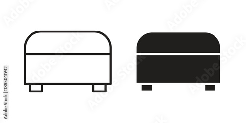 Footstool icon set. Black icon on white background