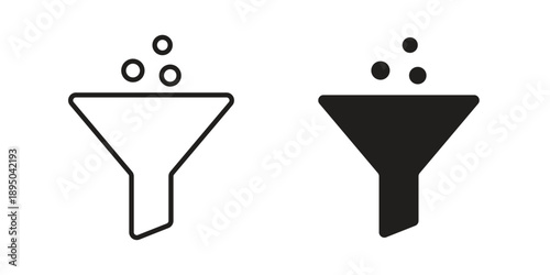 Funneling data icon set. Black icon on white background