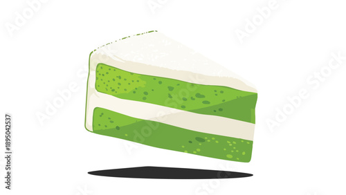Green layered dessert illustration with creamy white frosting perfect for sweet indulgence a vibrant culinary delight digitally rendered artwork