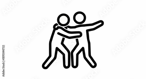 Two people hugging and supporting each other icon.