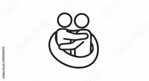 Two People Hugging Icon Symbol.